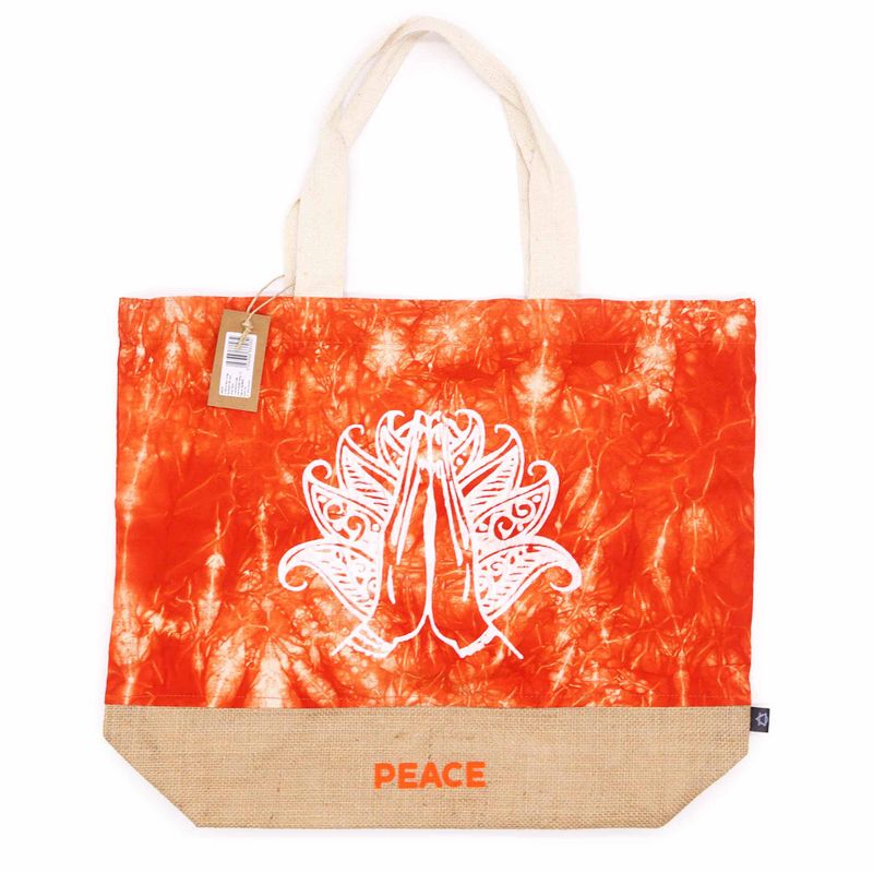 Ganz natürliche Tasche - Orange Stonewash - Namaste Hand - Peace