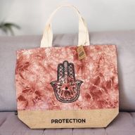 Ganz natürliche Tasche - Terrakotta Stonewash - Hamsa - Schutz