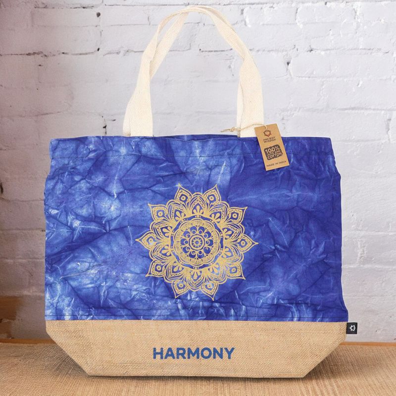 Ganz natürliche Tasche - Blue Stonewash - Mandala - Harmonie