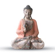 Vintage Orange handgeschnitzte Buddha-Statue – 40 cm – Lehrübertragung
