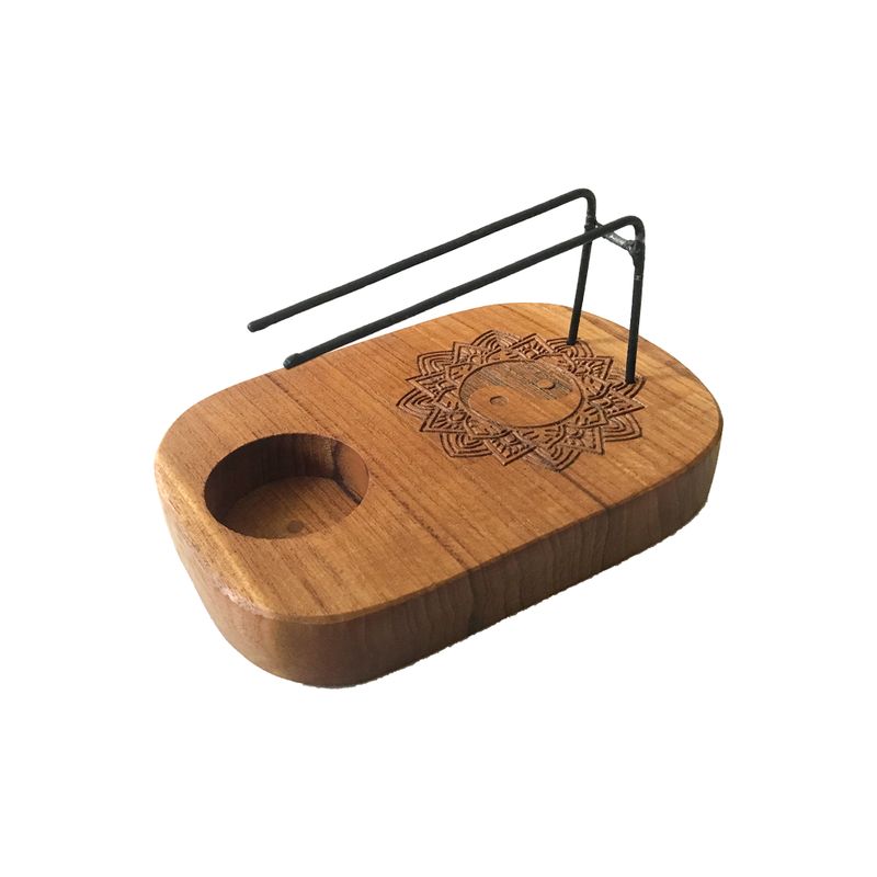 Ständer für Palo Santo - Teakholz - Yin & Yang Design