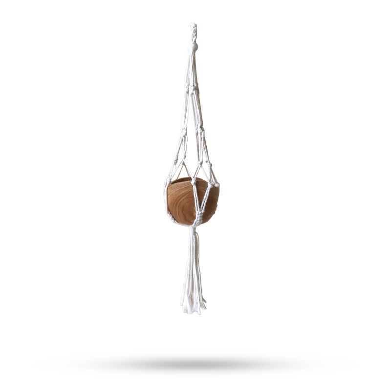 Makramee-Topfhalter Classic – Natur Großer Topf