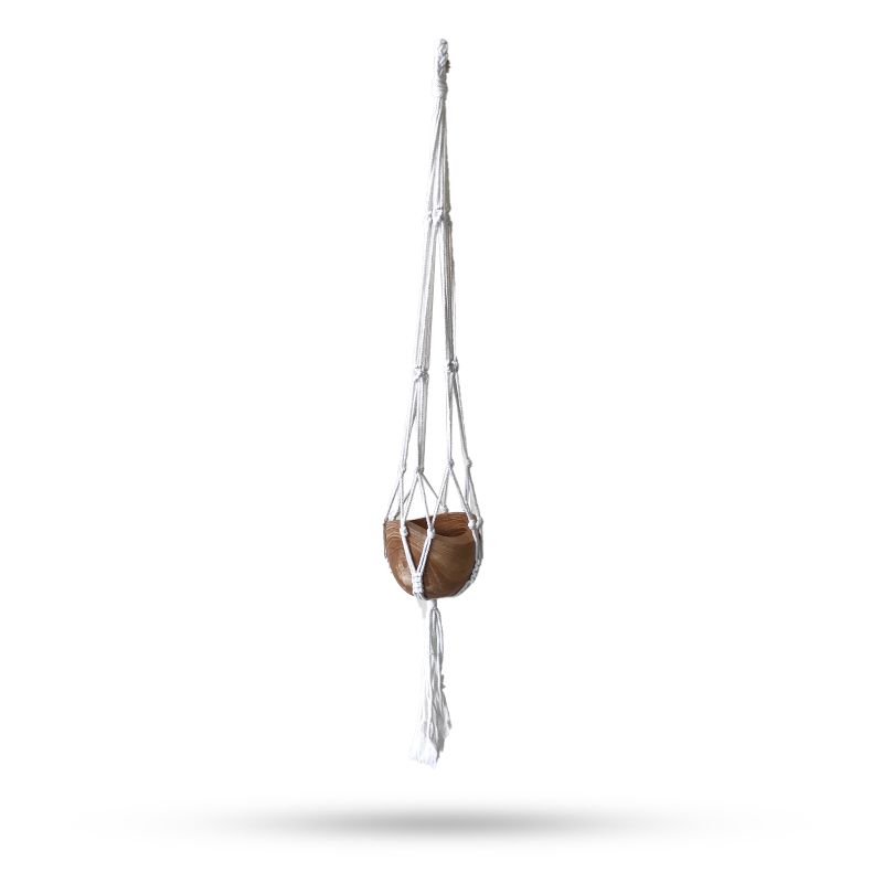Makramee-Topfhalter Classic – Natürlicher Med-Topf