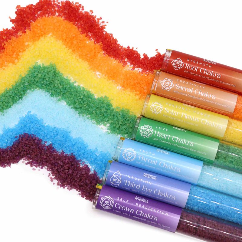 Chakra-Badesalz – Geschenkset mit 7 Stück