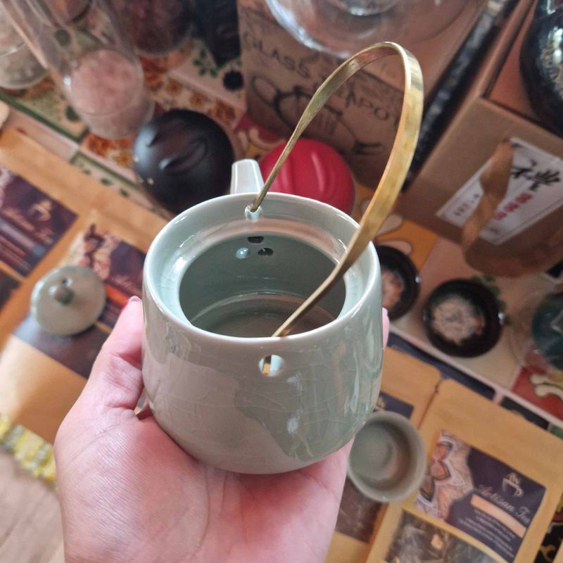 Kräuter-Jade-Teekannen-Set – Kanne und zwei Tassen