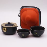Money Cat Teekannen-Set - Zwei Tassen - Reisepackung - Schwarz