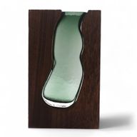 Glasvase / Terrarium in dunklem Tungholz - 14,5 x 5 x 23 cm