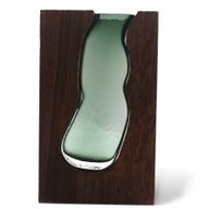 Große Glasvase / Terrarium in dunklem Tungholz – 18 x 5 x 32 cm