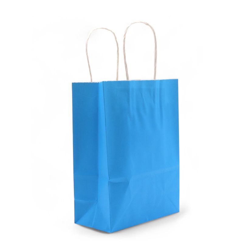 Papiertüte mit Kordelgriff (16x22x8cm) - Blau (130g)