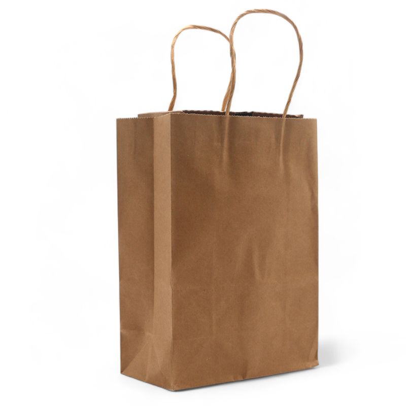 Große Geschenktüte aus Papier mit Kordelgriff (26 x 32 x 12 cm) – Natur (130 g)