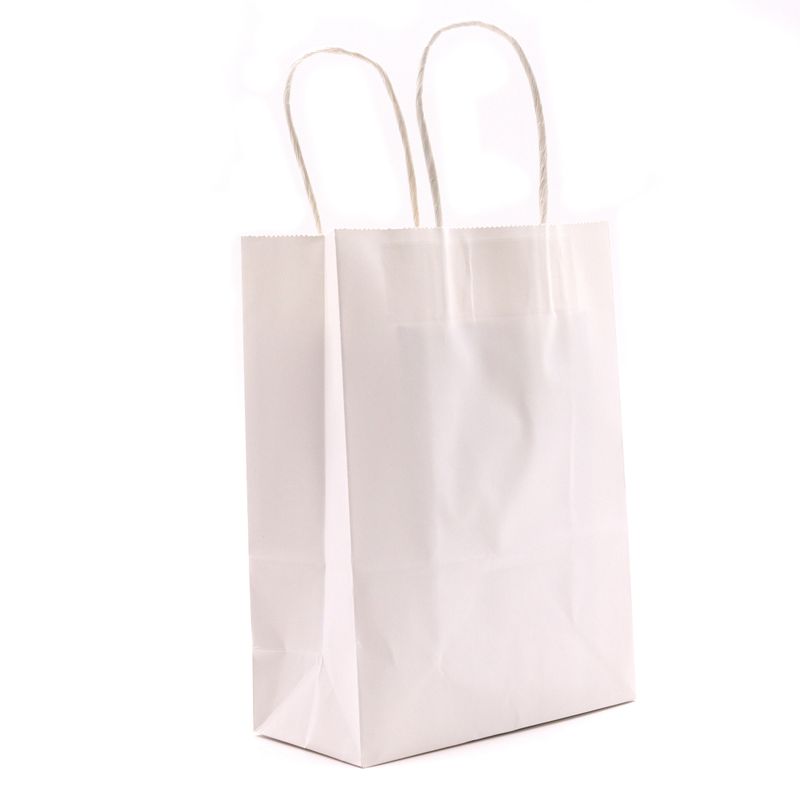 Große Geschenktüte aus Papier mit Kordelgriff (26 x 32 x 12 cm) – Weiß (130 g)