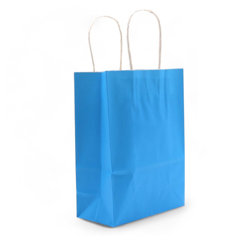Große Geschenktüte aus Papier mit Kordelgriff (26 x 32 x 12 cm) – Blau (130 g)