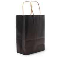 Große Geschenktüte aus Papier mit Kordelgriff (26 x 32 x 12 cm) – Schwarz (130 g)