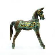 Mittleres Pferd in Gold und Türkis, 25 cm