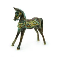 Mittleres Pferd in Gold und Türkis, 25 cm