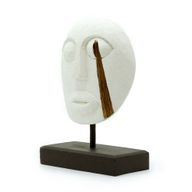 Timor Tribal Deko-Maske – Weiß 27 x 20 cm