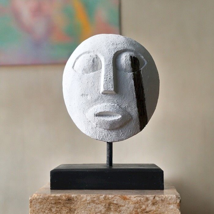 Timor Tribal Deko-Maske – Weiß 27 x 20 cm