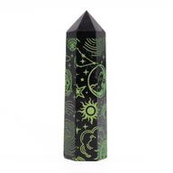 Schwarze Obsidianspitzen (ca. 60–70 g, 9 cm) – Mystic Story – Waldgrün