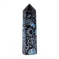 Schwarze Obsidianspitzen (ca. 60–70 g, 9 cm) – Mystic Story – Himmelblau