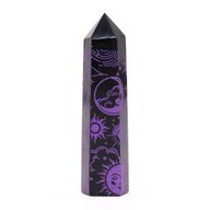 Schwarze Obsidianspitzen (ca. 60–70 g, 9 cm) – Mystic Story – Deep Purple