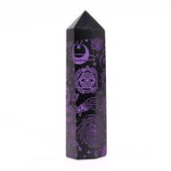 Schwarze Obsidianspitzen (ca. 60–70 g, 9 cm) – Mystic Story – Deep Purple