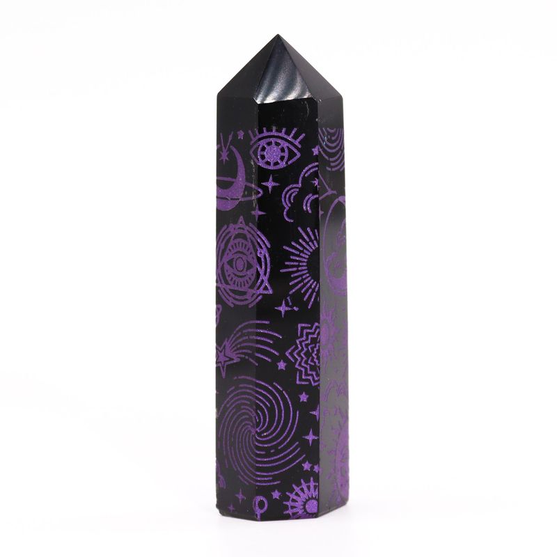 Schwarze Obsidianspitzen (ca. 60–70 g, 9 cm) – Mystic Story – Deep Purple