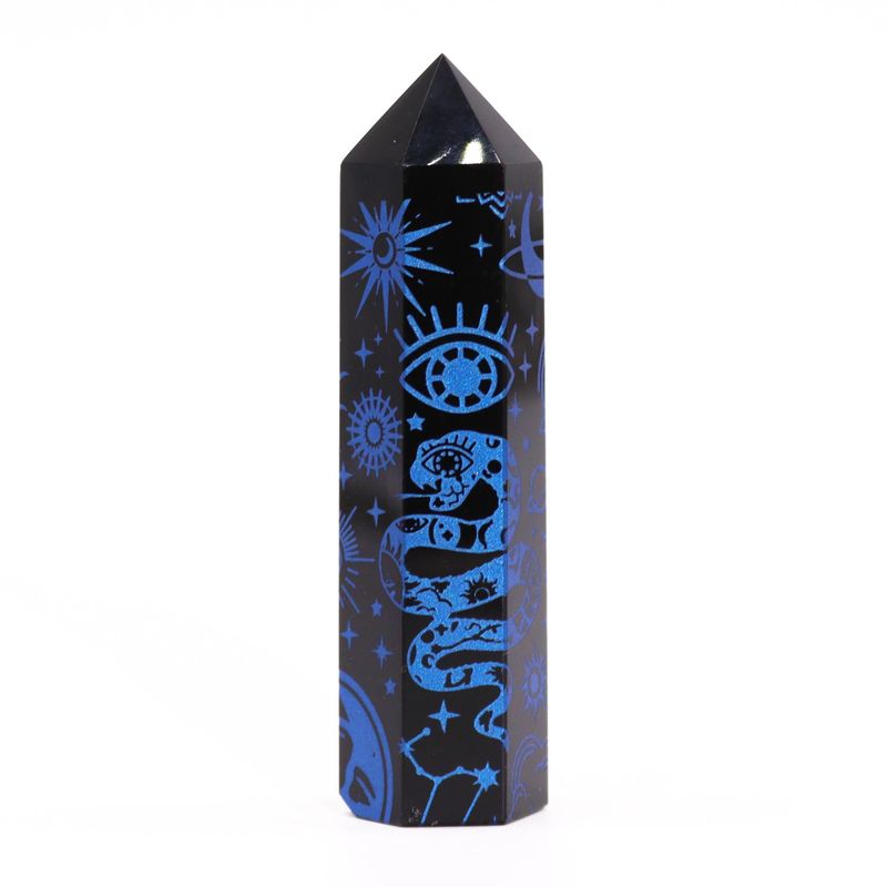 Schwarze Obsidianspitzen (ca. 60–70 g, 9 cm) – Mystic Story – Mitternachtsblau