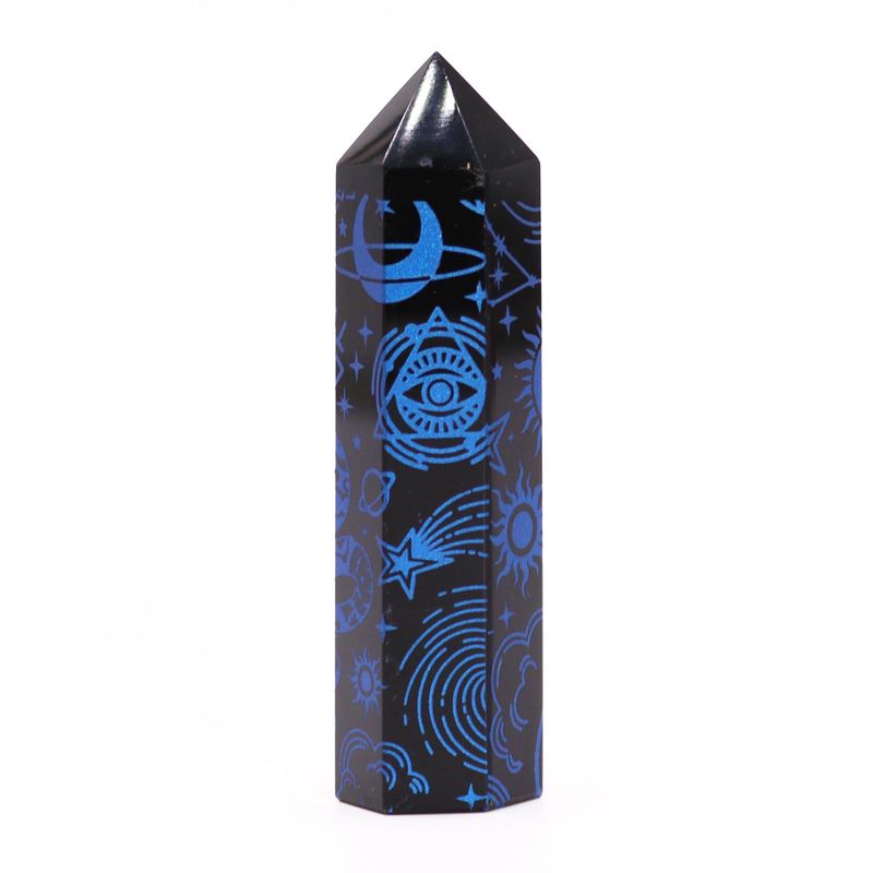 Schwarze Obsidianspitzen (ca. 60–70 g, 9 cm) – Mystic Story – Mitternachtsblau