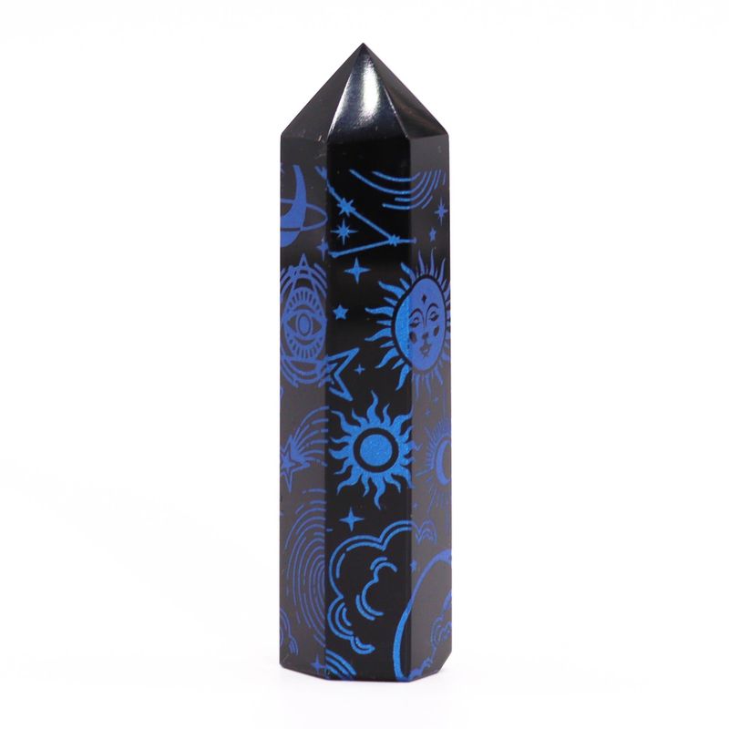 Schwarze Obsidianspitzen (ca. 60–70 g, 9 cm) – Mystic Story – Mitternachtsblau