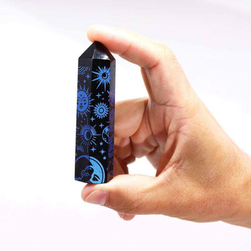 Schwarze Obsidianspitzen (ca. 60–70 g, 9 cm) – Mystic Story – Mitternachtsblau