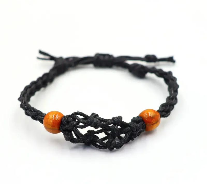 Kristall Edelstein Armband Kordel 20-28cm/7.8-11inch - Schwarz
