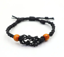 Kristall Edelstein Armband Kordel 20-28cm/7.8-11inch - Schwarz
