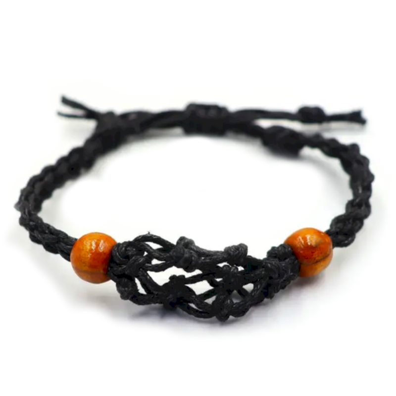 Kristall Edelstein Armband Kordel 20-28cm/7.8-11inch - Schwarz