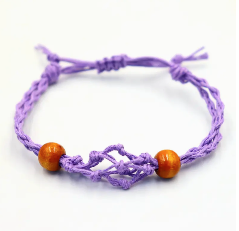 Kristall Edelstein Armband Kordel 20-28cm/7.8-11inch - Lila