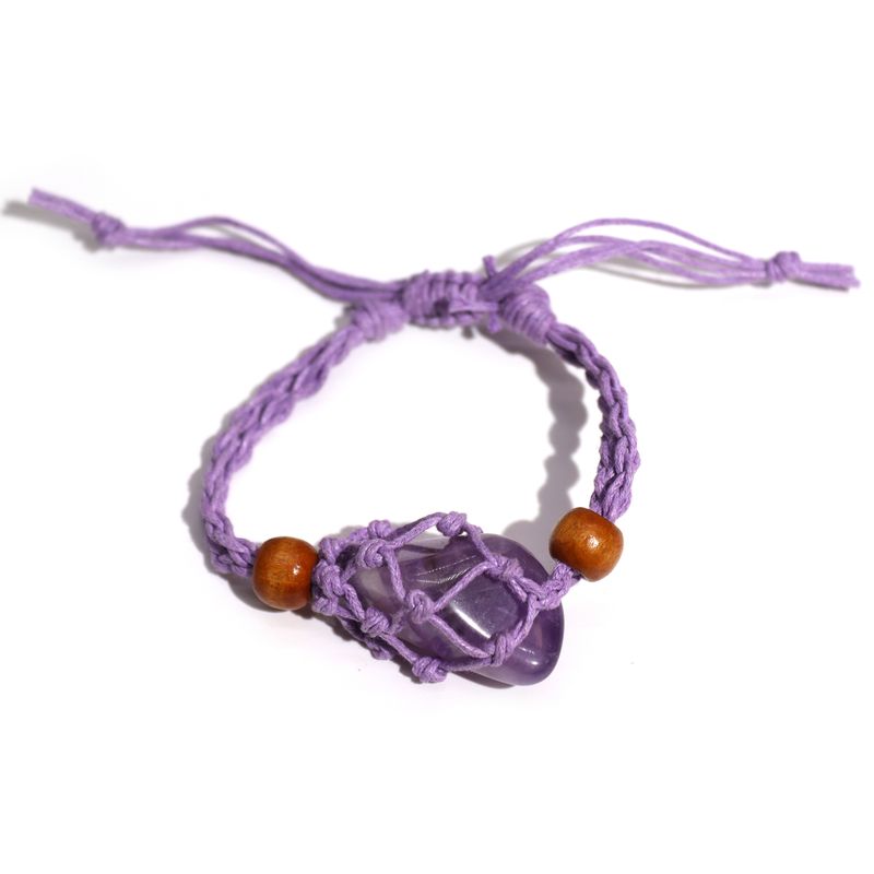 Kristall Edelstein Armband Kordel 20-28cm/7.8-11inch - Lila
