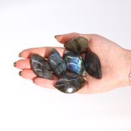 Labradorit-Blattsteine ​​aus Madagaskar (ca. 15–20 g, 40–50 mm)
