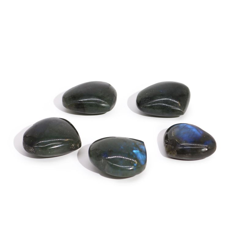 Labradorit-Herzsteine ​​aus Madagaskar (ca. 17-31g 30-40mm)