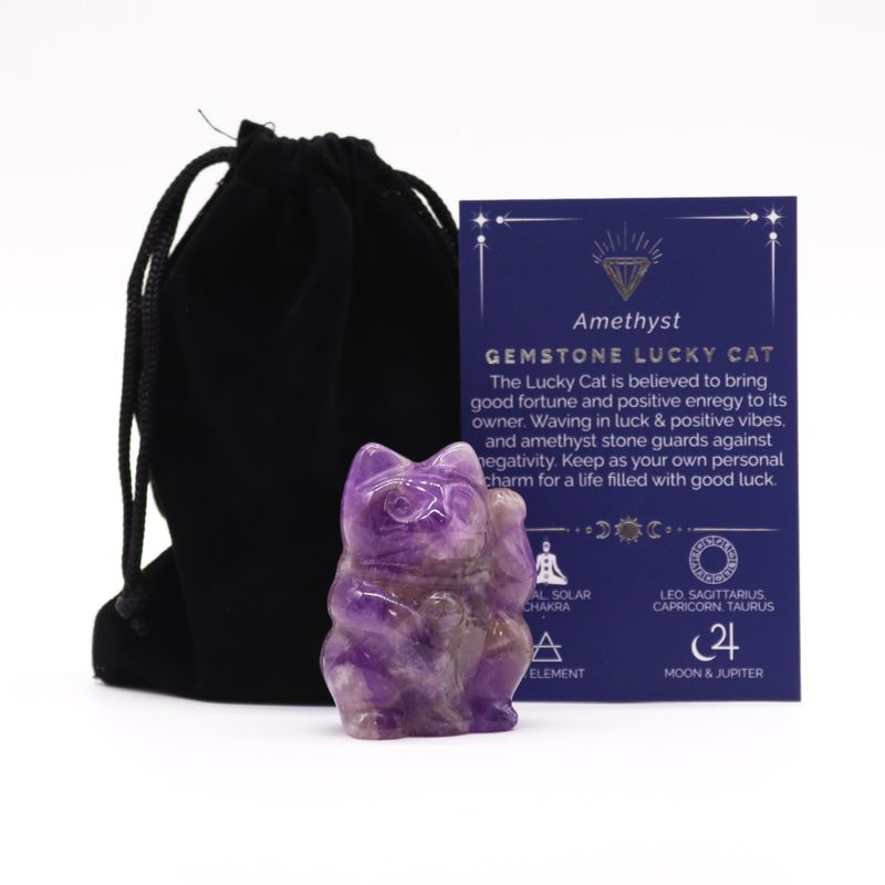 Edelstein Glückskatze - Amethyst 50x35x25mm