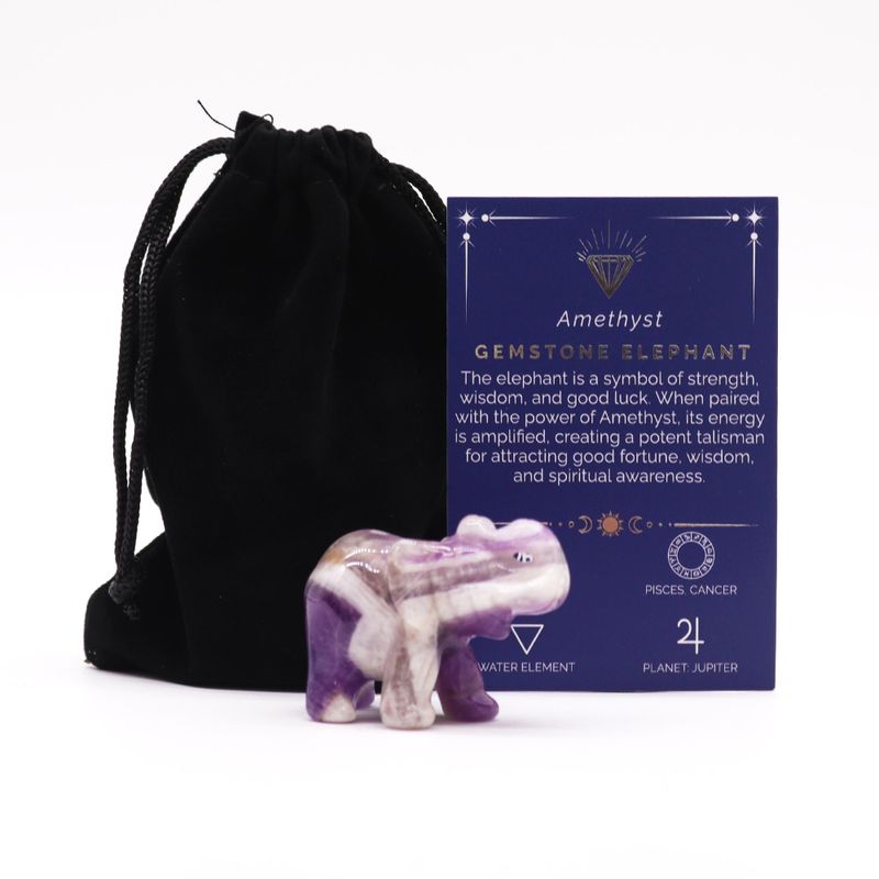 Edelstein Glückselefant - Amethyst 50x35x25mm
