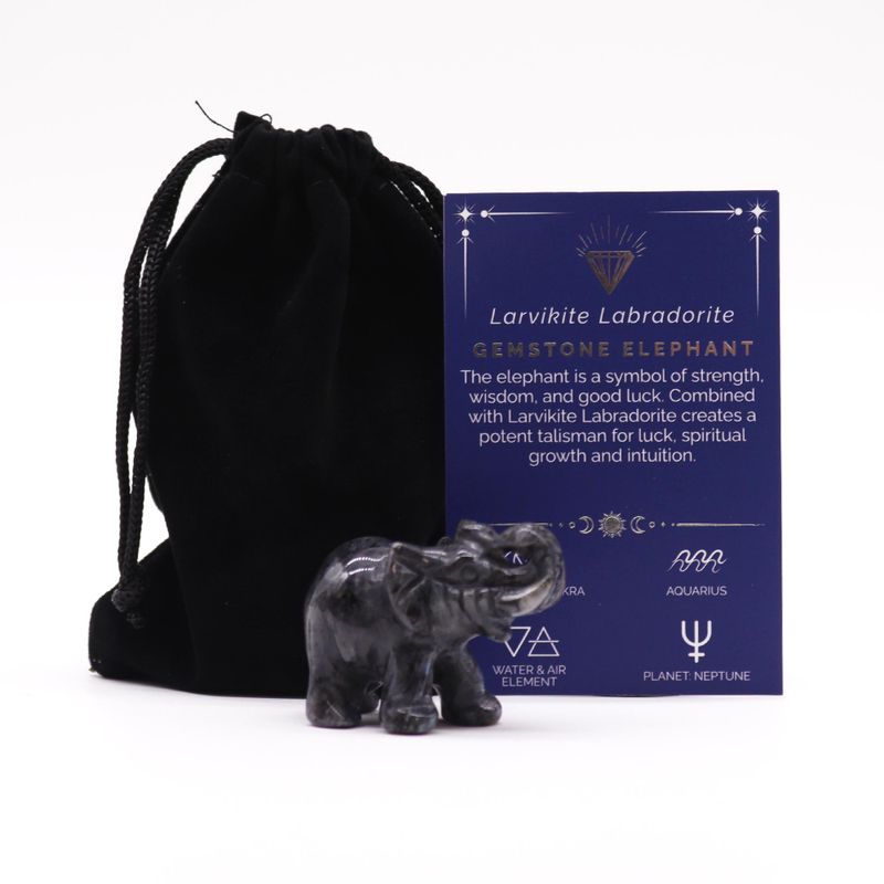 Edelstein Glückselefant - Larvikit Labradorit 50x35x25mm