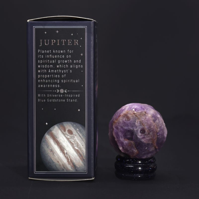 Ametyst-Planet auf einem Sola-Goldstone-Ständer – 40 mm (Ständer 30 x 15 mm)