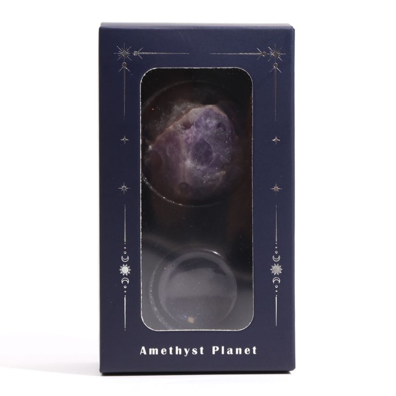 Ametyst-Planet auf einem Sola-Goldstone-Ständer – 40 mm (Ständer 30 x 15 mm)