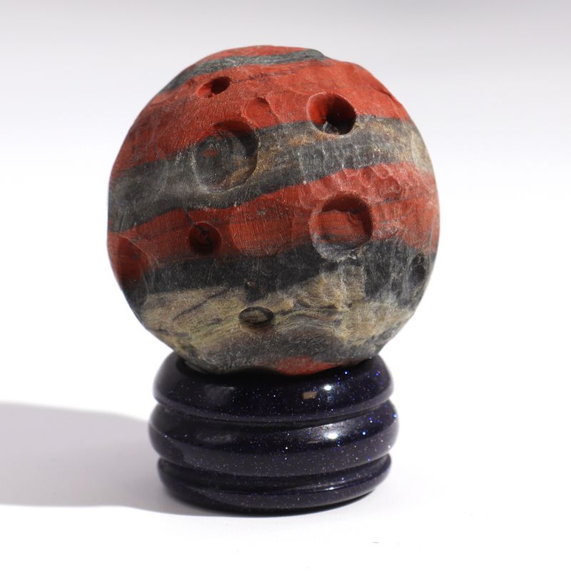 Roter Jaspis-Planet auf einem Sola-Goldfluss-Ständer – 40 mm (30 x 15 mm Ständer)