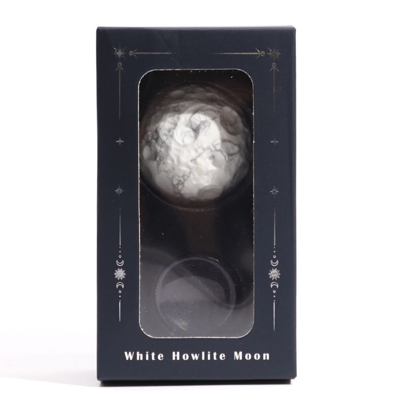 Weißer Howlith-Planet auf einem Sola-Goldfluss-Ständer – 40 mm (30 x 15 mm Ständer)