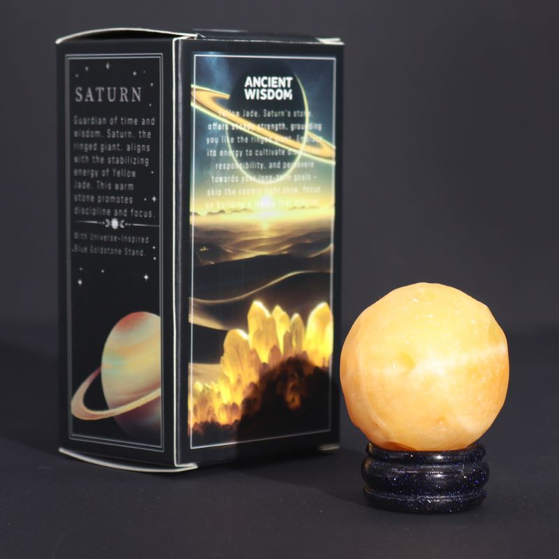 Gelber Jadeplanet auf einem Sola-Goldflussständer – 40 mm (30 x 15 mm Ständer)