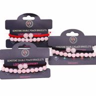 Edelstein-Doppelkraft-Armbänder - Rosenquarz