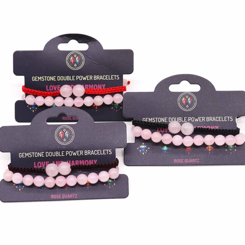 Edelstein-Doppelkraft-Armbänder - Rosenquarz