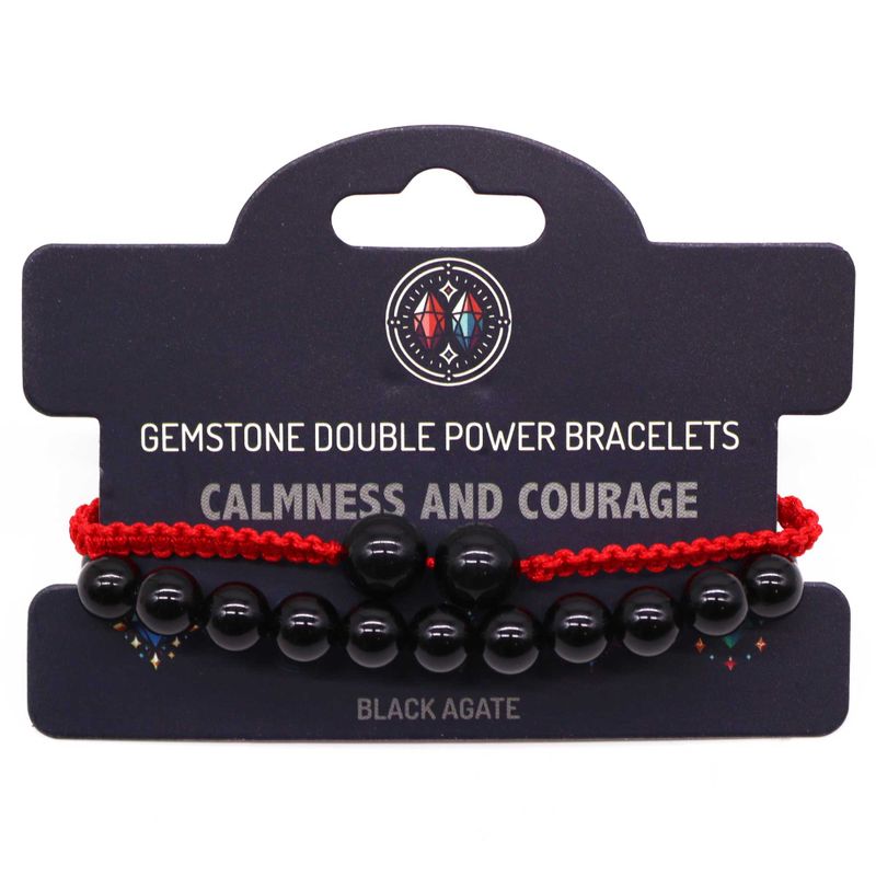 Edelstein-Doppelkraft-Armbänder - Schwarzer Achat