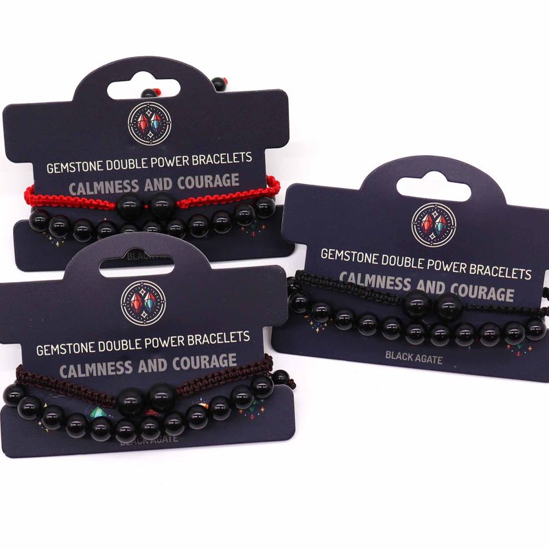 Edelstein-Doppelkraft-Armbänder - Schwarzer Achat