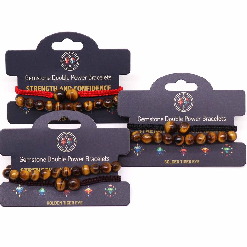 Edelstein-Doppelkraft-Armbänder - Tigerauge